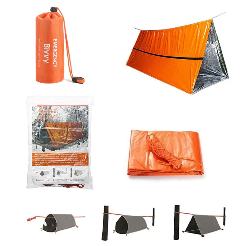 🆘 Survival kit - 2-Person Emergency Survival Tent Kit – Waterproof Mylar Bivy, Thermal Blanket, Reusable Tube Shelter for Outdoor & SOS Use