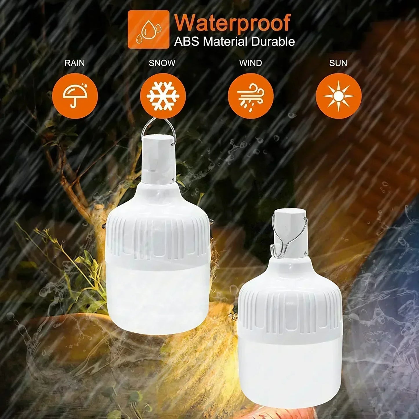 Survival Kit - 60W USB Rechargeable LED Camping Lantern – Emergency Light Bulb for Outdoor, Hiking, EDC, Sports & Entertainment