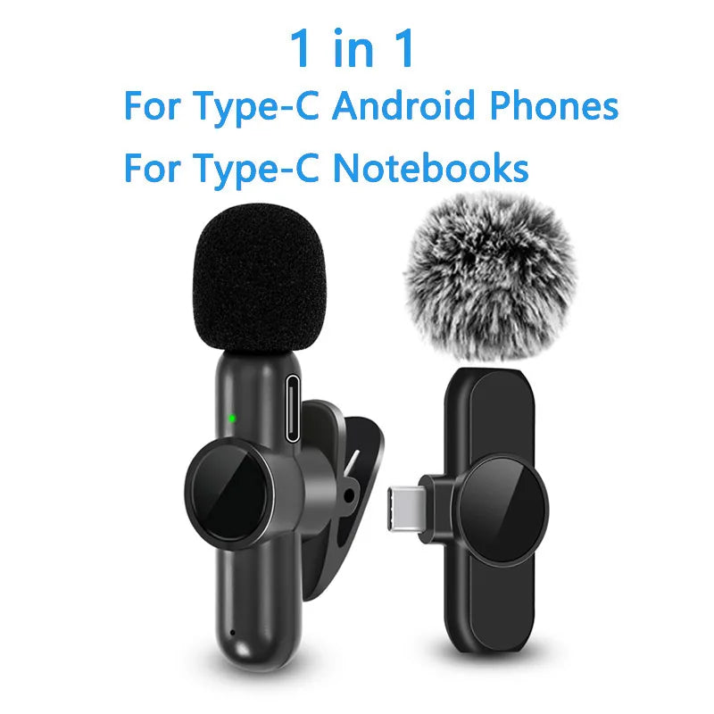 🎤 2.4G Wireless Lavalier Microphone – Noise Cancelling Mic for iPhone, iPad, Android, Xiaomi, Samsung – Ideal for Video Recording, Live Streaming, Gaming & Vlogging