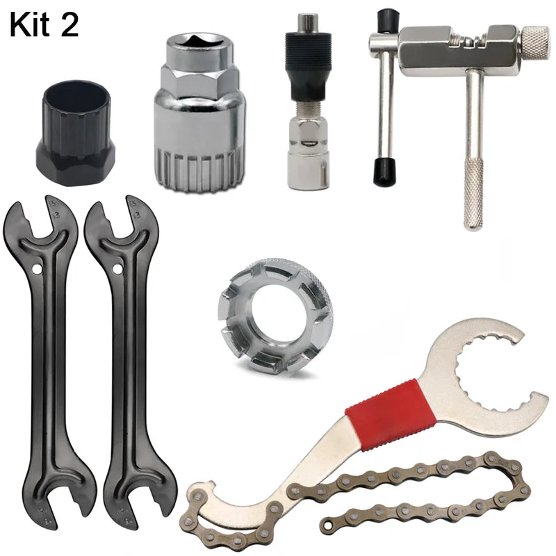 🔧 Bicycle Repair Tool Set – Chain Breaker, Crank Puller, Chain Measuring Ruler & Flywheel Remover for MTB & Outdoor Cycling