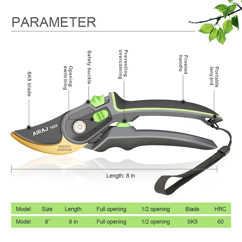 🌱 AIRAJ Garden Pruning Shears & Folding Saw Set Horticulture Tools for Shrub Trimming, Orchard Maintenance & Landscaping
