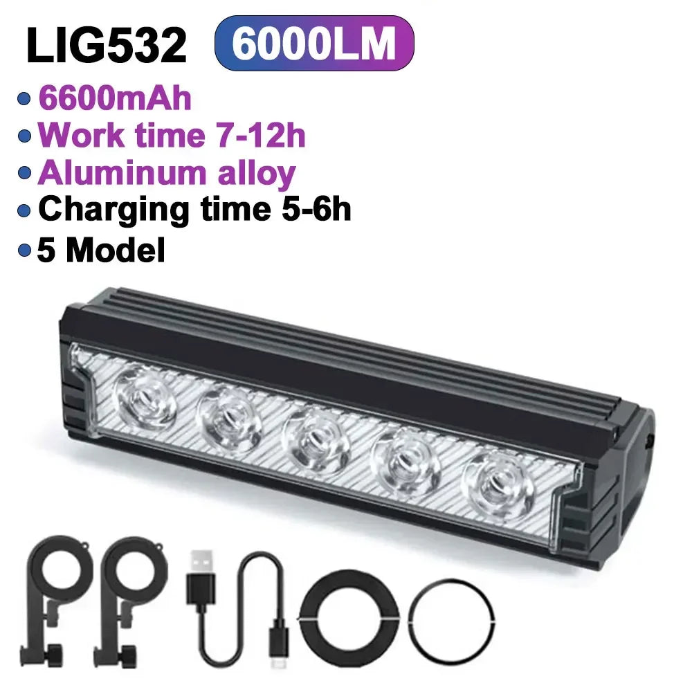 🚴♂️ 8000 Lumen USB Rechargeable Front Bike Light – Waterproof MTB & Road Cycling Lamp