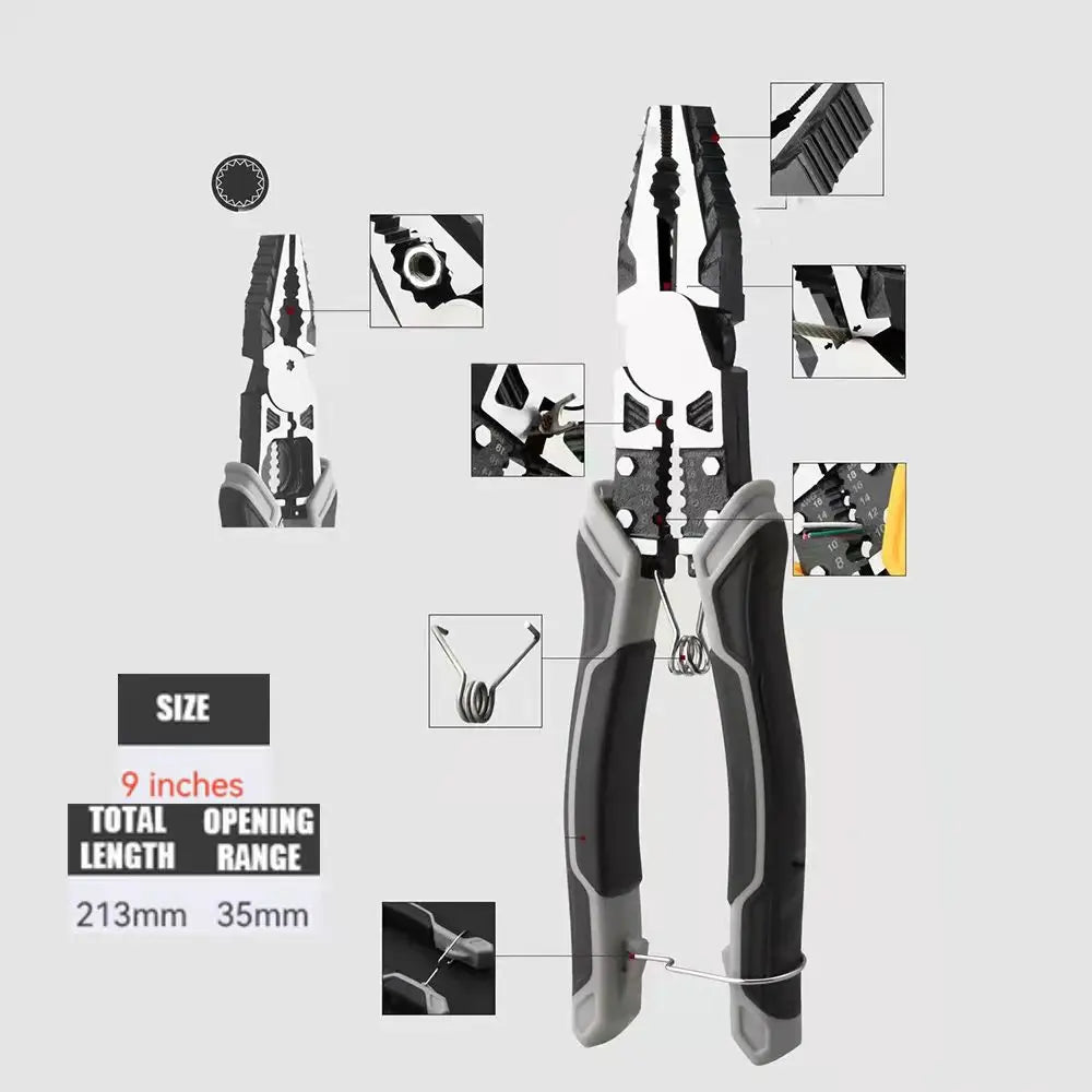 🛠️ Universal Combination Pliers – German Style Multifunctional Tool for Stripping | Crimping | Trimming | Cutting – Heavy-Duty Wire Work