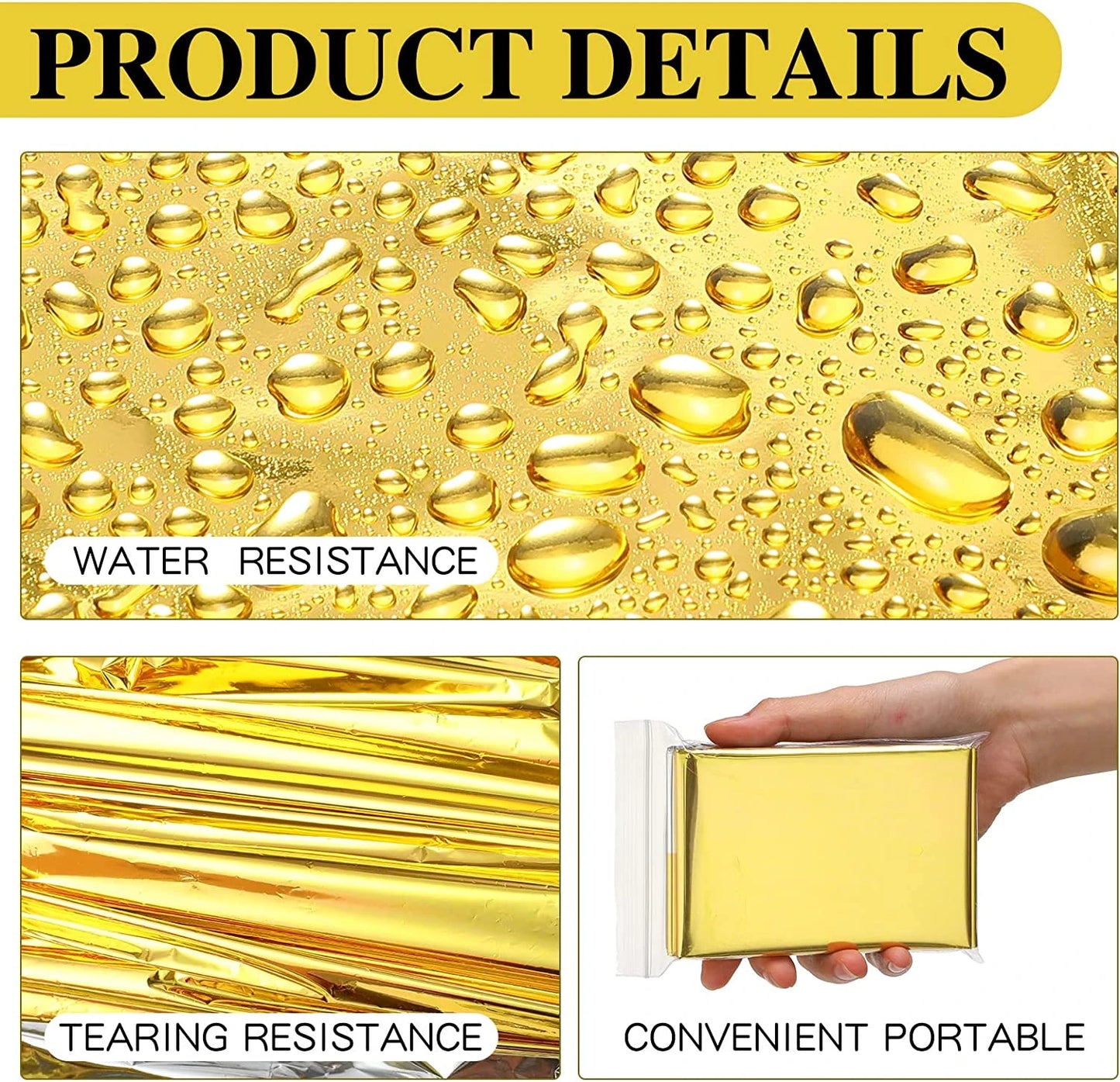🆘 Survival Kit - Outdoor Emergency Gold-Silver Survival Blanket – Waterproof Thermal Foil Rescue Blanket 130x210 cm