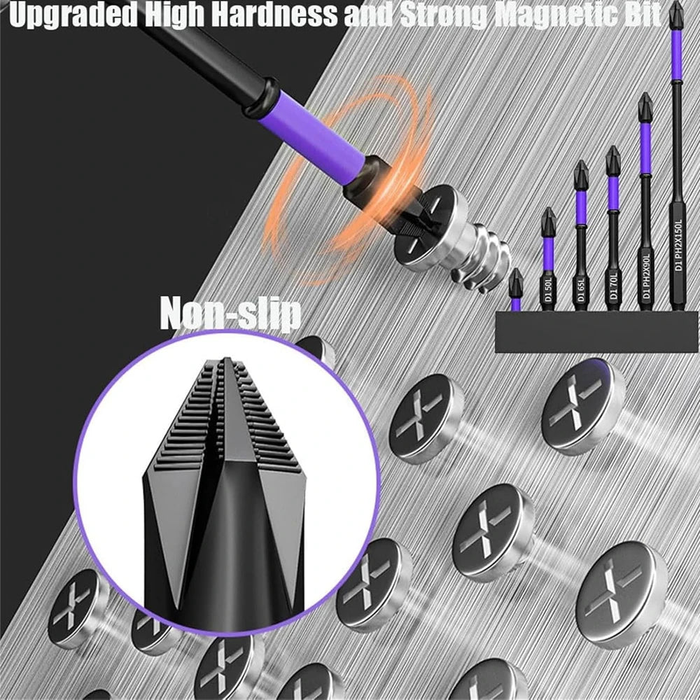 6/12 Pcs Magnetic Screwdriver Bits Set 🔩 Magnetic | ⚙️ Shockproof | 🔧 Alloy Steel | 🛠️ Hex Shank | ⚡ Suitable for Power Tools