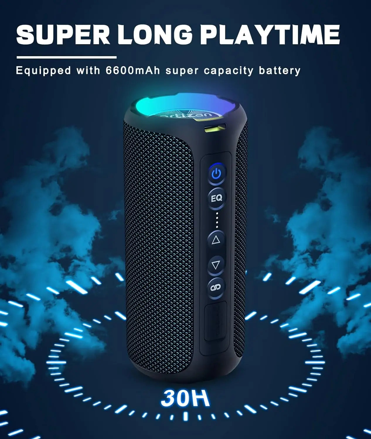 Ortizan 40W Outdoor Bluetooth Speaker – IPX7 Waterproof, 30 Hours Battery, Deep Bass, Bluetooth 5.3 for Travel & Shower