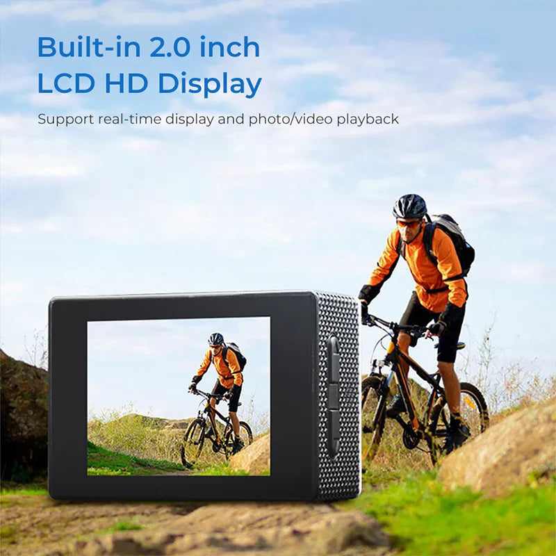 🎥 4K Ultra HD Action Camera — 3MP, Waterproof, Outdoor Sports Helmet Cam