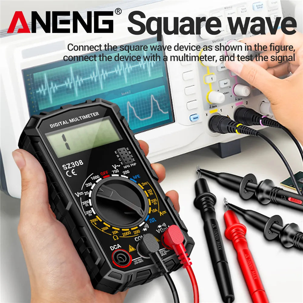 🔧 ANENG SZ308 Digital Multimeter – Square Wave Tester with HFE & Buzzer Accurate Readings • Durable Build • Compact Design