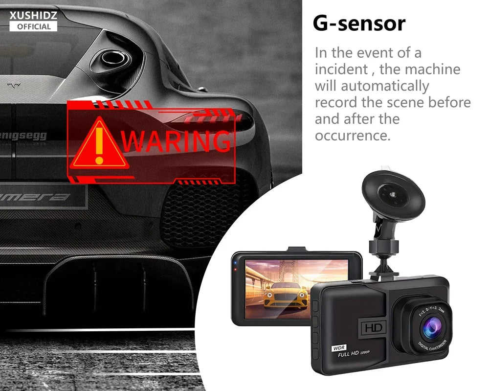 📹 Safety - Loop Recording | 🌙 Night Vision | 🅿️ 24h Parking Monitor | 🛡️ G-Sensor | Car Vehicle DVR Video Recorder Dashcam