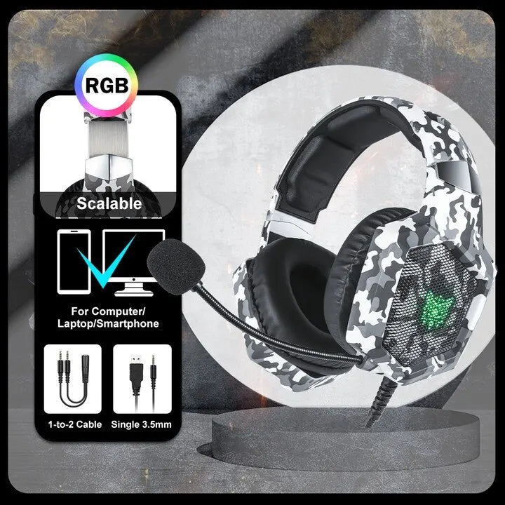 🎧 ONIKUMA Wired Stereo Gaming Headphones with Mic & LED Lights – Gamer Headset