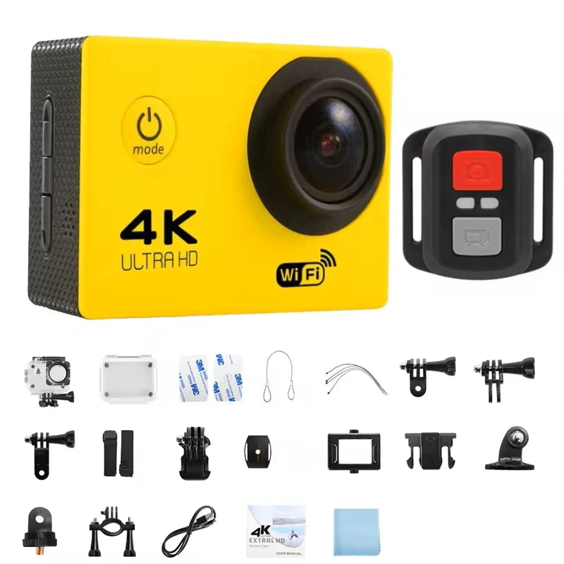 🎥 4K Action Camera — 1080P@30FPS, WiFi, 2.0" Screen, 170° Wide Angle, Waterproof