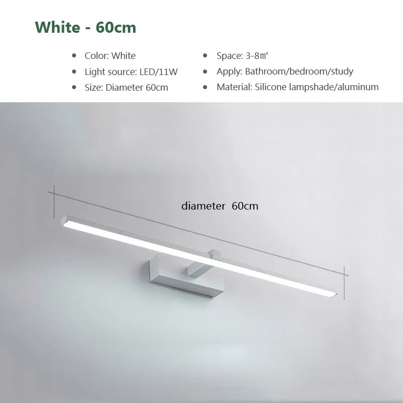 ✨ Modern LED Wall Light – 3 Color Modes | Aluminum Bathroom Mirror Lamp | Makeup & Vanity Line Light