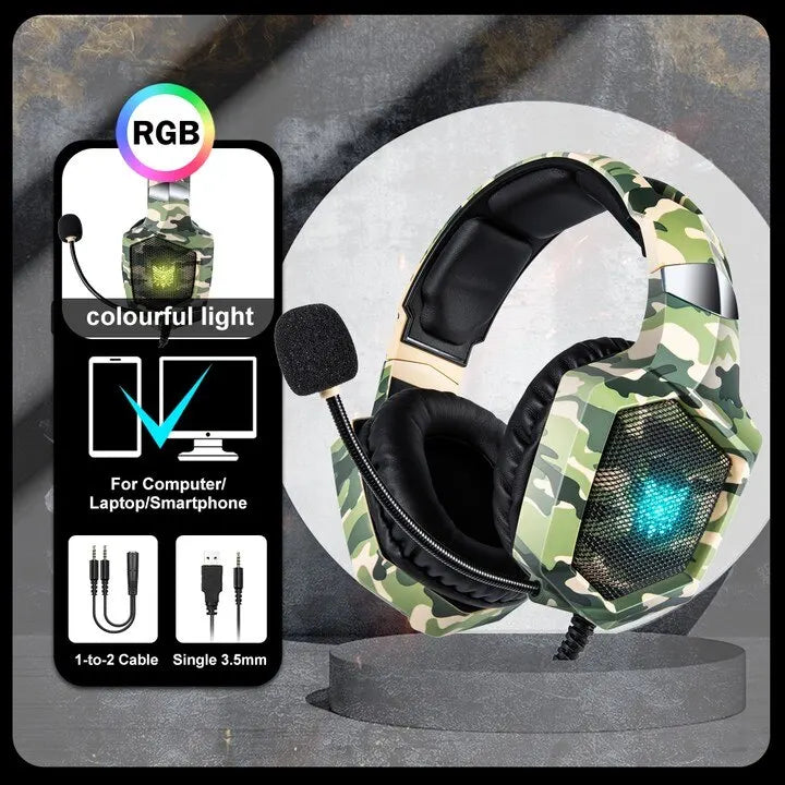 🎧 ONIKUMA Wired Stereo Gaming Headphones with Mic & LED Lights – Gamer Headset