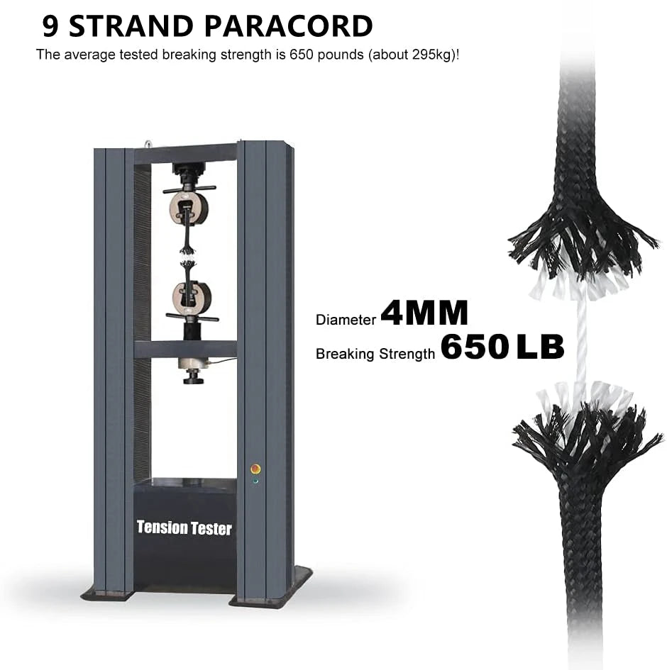Survival Kit - 4mm Military-Grade Paracord – 9-Core 650lb Strength, 5/15/31m Options for DIY Projects & Outdoor Survival