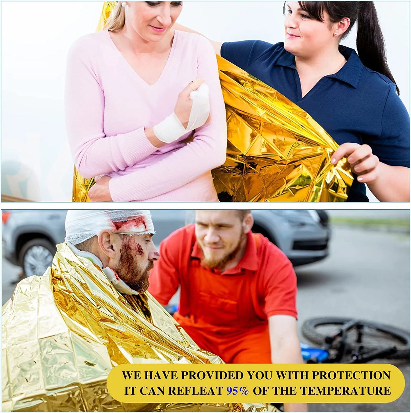 🆘 Survival Kit - Outdoor Emergency Gold-Silver Survival Blanket – Waterproof Thermal Foil Rescue Blanket 130x210 cm