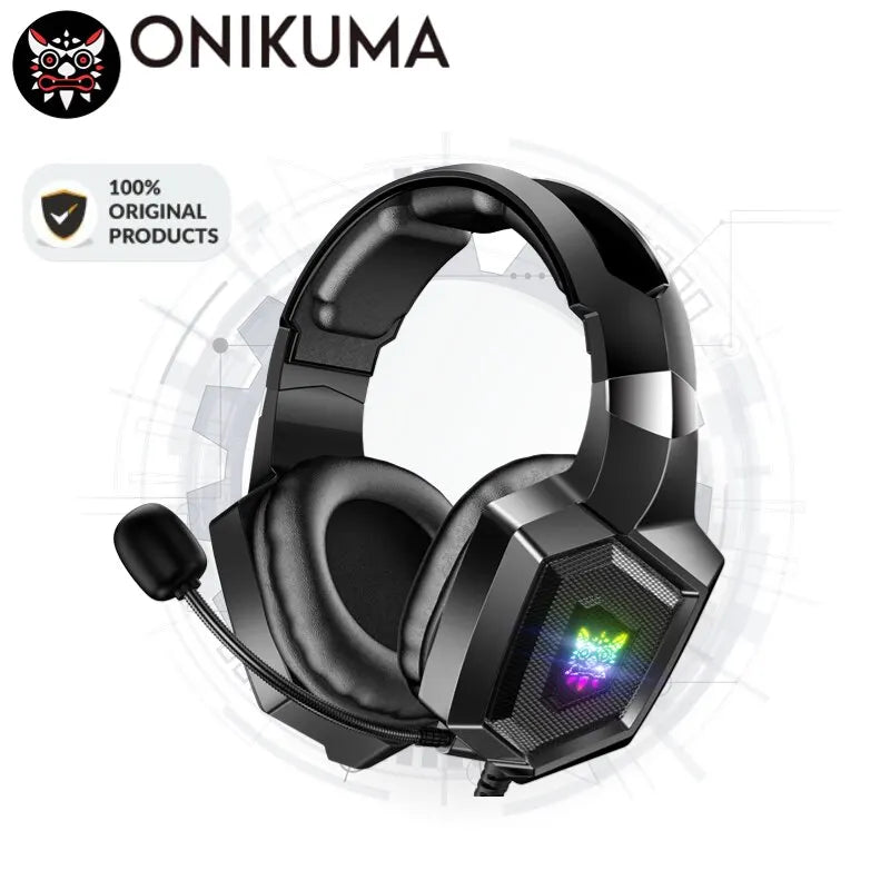 🎧 ONIKUMA Wired Stereo Gaming Headphones with Mic & LED Lights – Gamer Headset