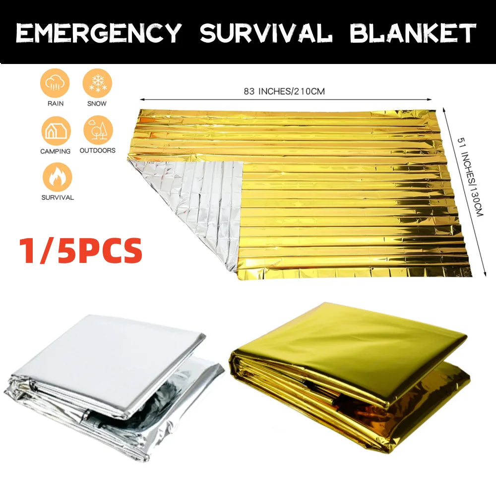 🆘 Survival Kit - Outdoor Emergency Gold-Silver Survival Blanket – Waterproof Thermal Foil Rescue Blanket 130x210 cm