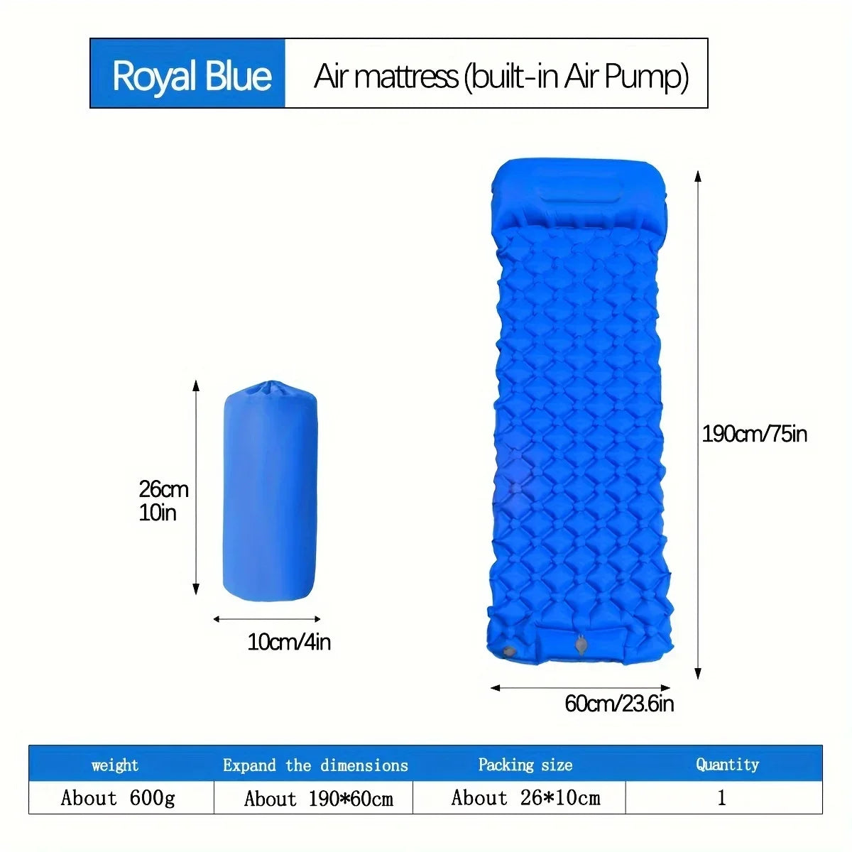 🏕️ Outdoor Camping Inflatable Mattress Sleeping Pad 💨 Ultralight Air Mat with Built-in Inflator Pump & Pillow — Perfect for Hiking & Travel