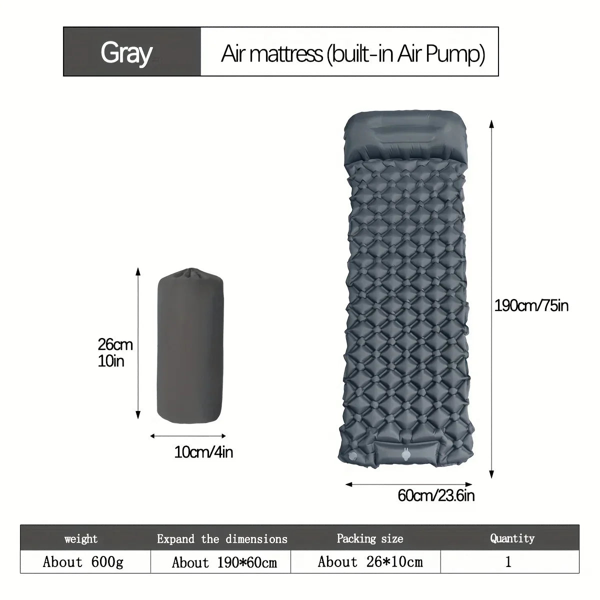 🏕️ Outdoor Camping Inflatable Mattress Sleeping Pad 💨 Ultralight Air Mat with Built-in Inflator Pump & Pillow — Perfect for Hiking & Travel