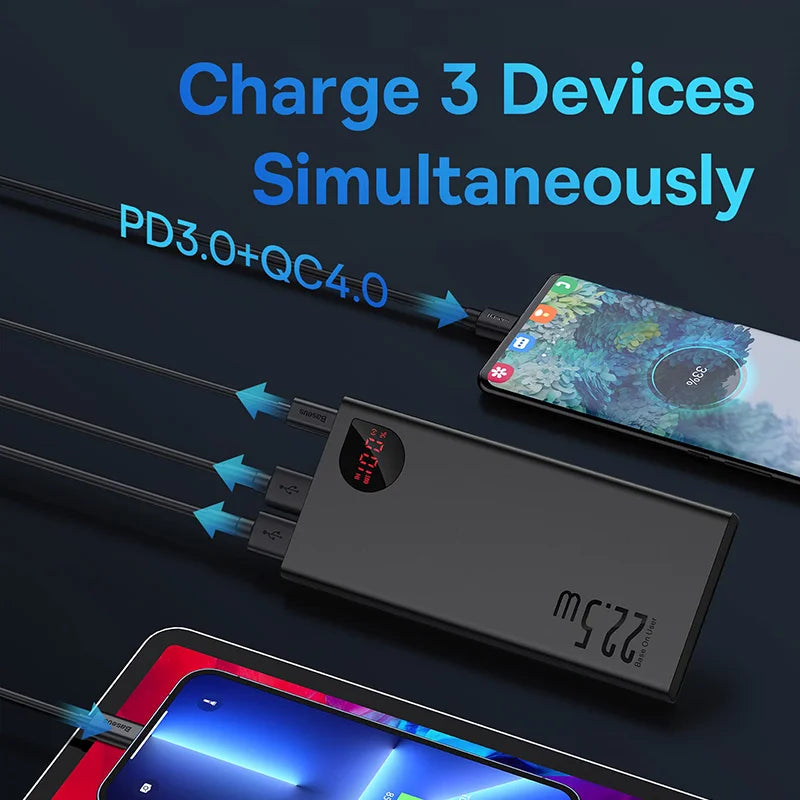 Baseus 10000mAh Power Bank – 22.5W PD Fast Charging Portable Charger for iPhone 16/15/14/13 Pro Max, Xiaomi & More