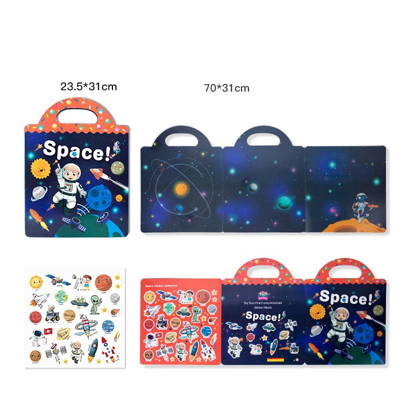 🧲📘 Reusable Cartoon Sticker Book for Kids 🎨 DIY Puzzle Game | Multiple Scenes | Educational & Fun Toy for Ages 2–4 | Perfect Gift!