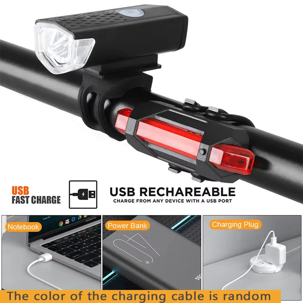 🚴♂️ USB Rechargeable Bike Light Set – Front & Taillight, 3 Modes, Easy Install