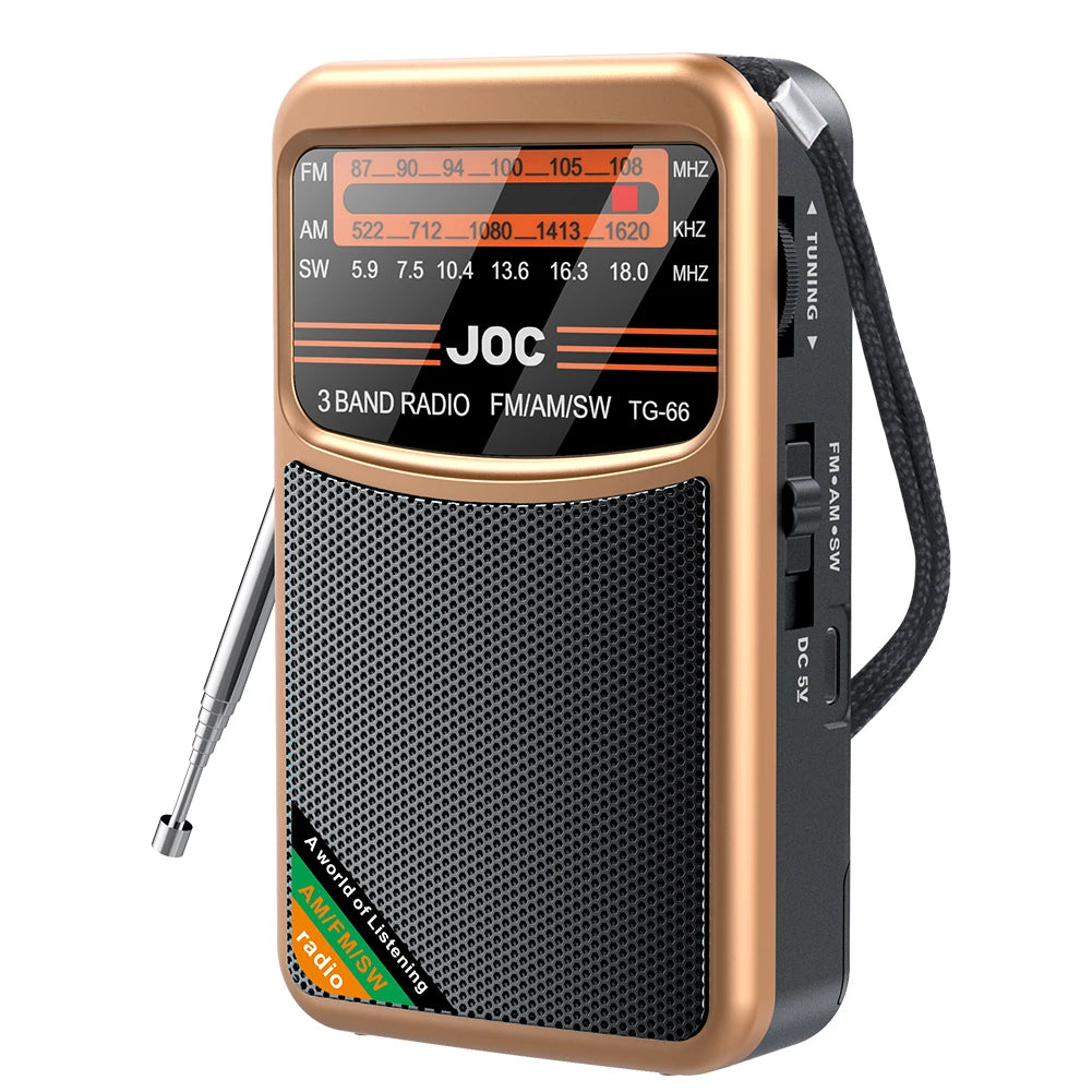 Portable FM AM SW Radio – Rechargeable via Type-C, Built-in Speaker, Pointer Tuning, HD Screen, Ideal for Elderly