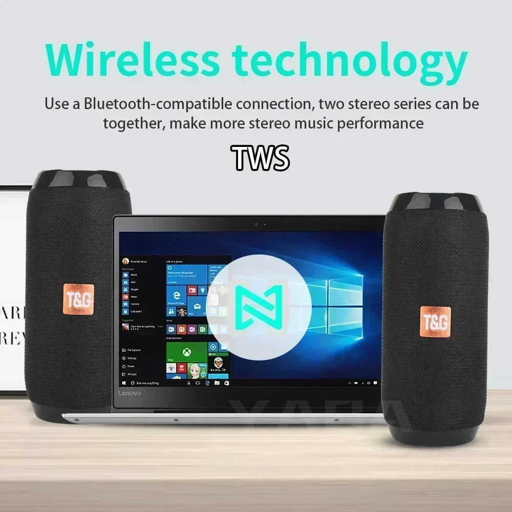 Portable Wireless Bluetooth Speaker – Outdoor Waterproof Subwoofer with Stereo Surround, FM Radio, TF Card Support