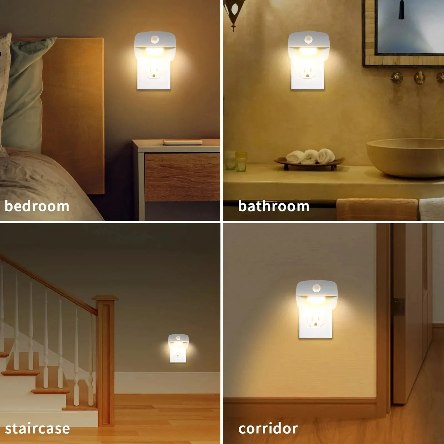 💡 LED Motion Sensor Night Light – EU/US Plug | Dimmable Wall Lamp for Bedroom, Hallway, Kitchen & Kids Room