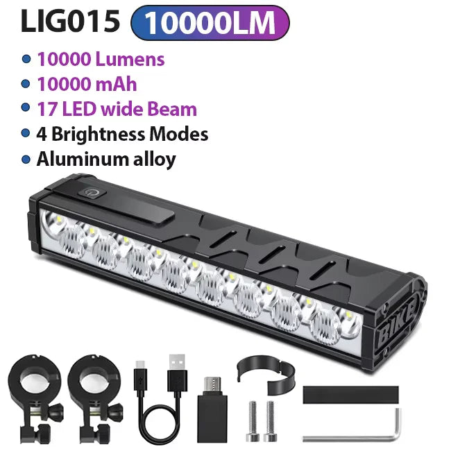 🚴♂️ 8000 Lumen USB Rechargeable Front Bike Light – Waterproof MTB & Road Cycling Lamp