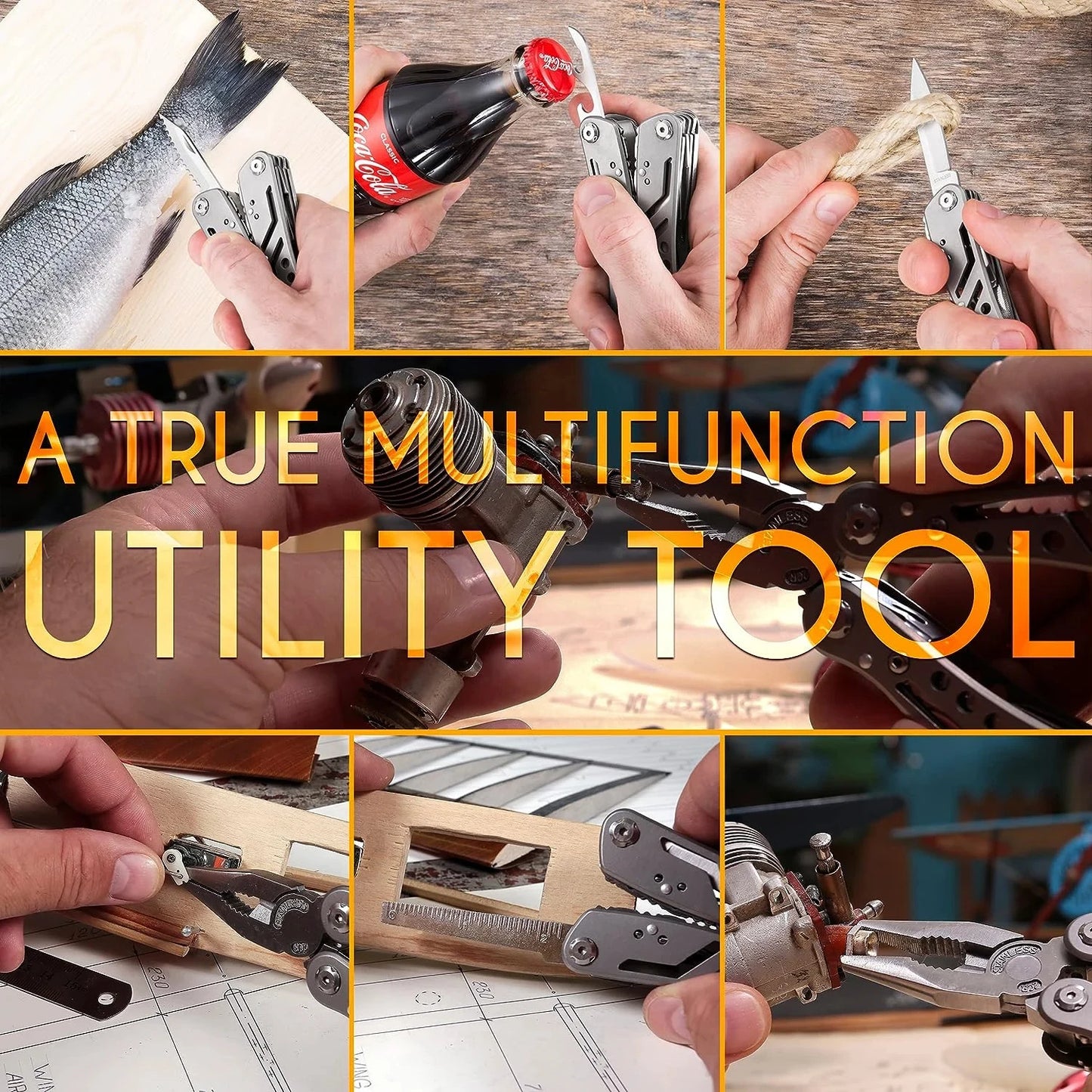 Survival Kit - 24-in-1 Stainless Steel Multitool by QHTITEC – Folding Pliers, Knife, Screwdrivers, Bits, and Sheath – Compact Survival Tool for Camping, DIY, Emergency & Outdoor Use