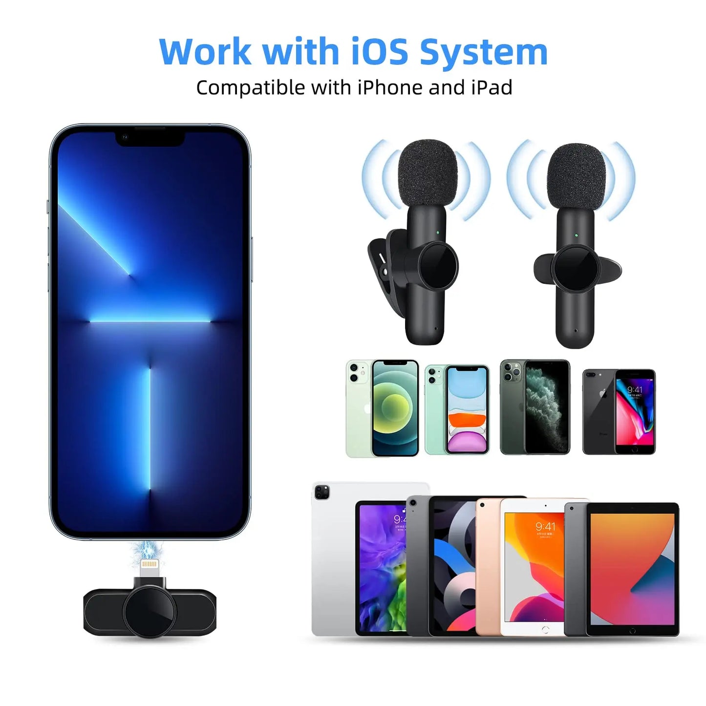 🎤 2.4G Wireless Lavalier Microphone – Noise Cancelling Mic for iPhone, iPad, Android, Xiaomi, Samsung – Ideal for Video Recording, Live Streaming, Gaming & Vlogging