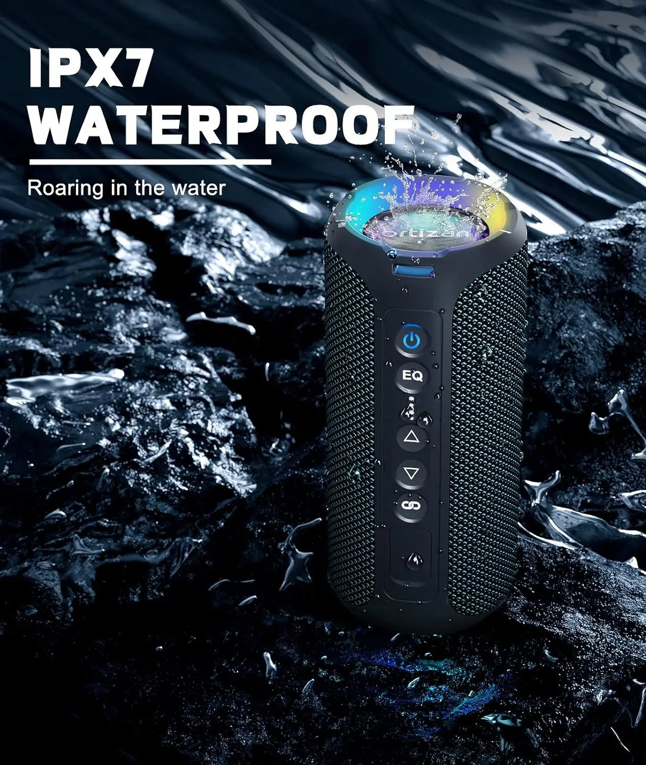Ortizan 40W Outdoor Bluetooth Speaker – IPX7 Waterproof, 30 Hours Battery, Deep Bass, Bluetooth 5.3 for Travel & Shower