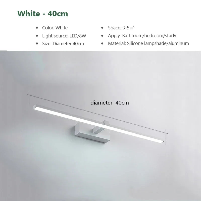 ✨ Modern LED Wall Light – 3 Color Modes | Aluminum Bathroom Mirror Lamp | Makeup & Vanity Line Light