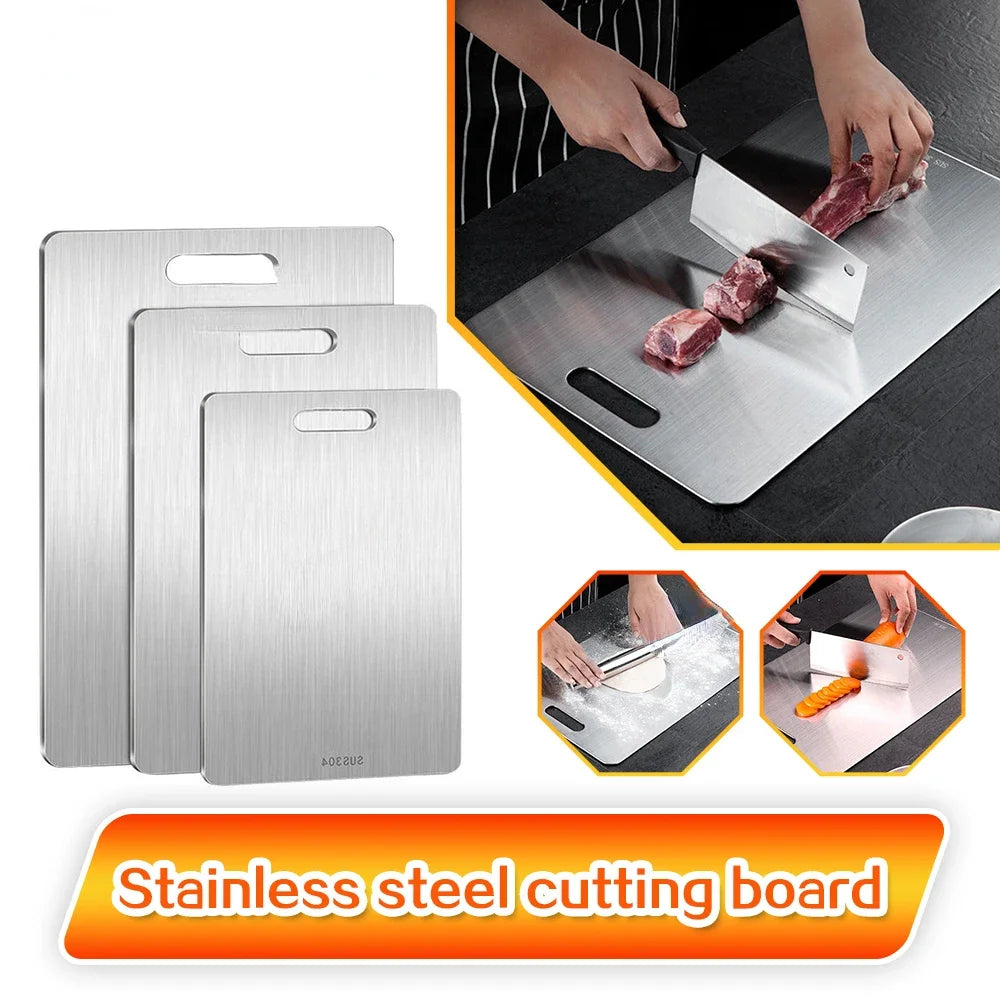 🔪 Stainless Steel Double-Sided Cutting Board – Thickened Kitchen Chopping Board for Kneading Dough, Slicing & Food Prep