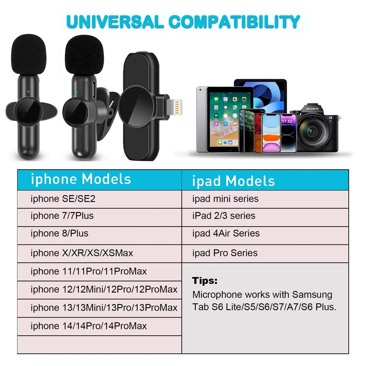 🎤 2.4G Wireless Lavalier Microphone – Noise Cancelling Mic for iPhone, iPad, Android, Xiaomi, Samsung – Ideal for Video Recording, Live Streaming, Gaming & Vlogging