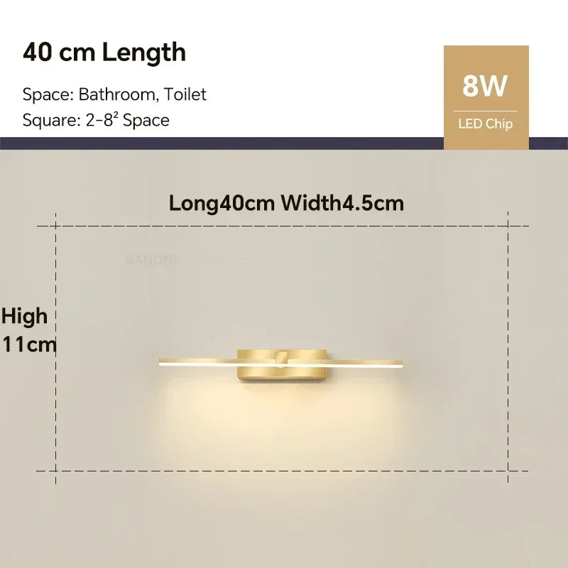 ✨ Modern LED Wall Light – 3 Color Modes | Aluminum Bathroom Mirror Lamp | Makeup & Vanity Line Light