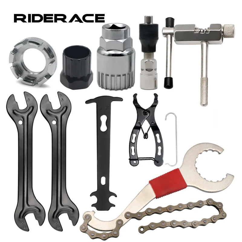 🔧 Bicycle Repair Tool Set – Chain Breaker, Crank Puller, Chain Measuring Ruler & Flywheel Remover for MTB & Outdoor Cycling