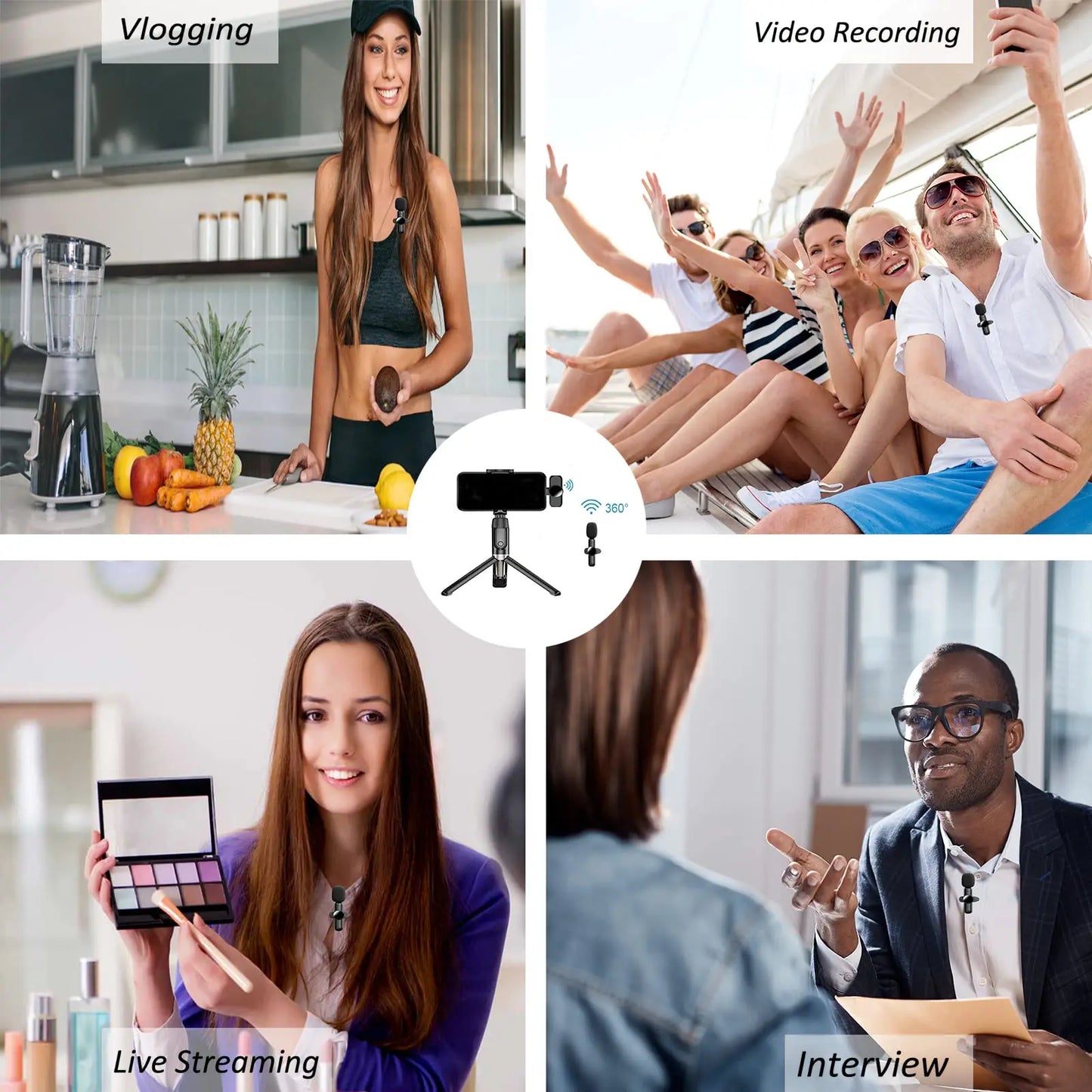 🎤 2.4G Wireless Lavalier Microphone – Noise Cancelling Mic for iPhone, iPad, Android, Xiaomi, Samsung – Ideal for Video Recording, Live Streaming, Gaming & Vlogging