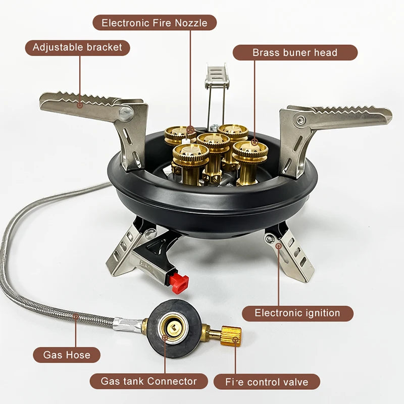 Survival Kit - BRS-201A Portable Camping Gas Stove – 16000W High-Pressure Butane/Propane Burner with Piezo Ignition, Foldable Outdoor Emergency Cooker