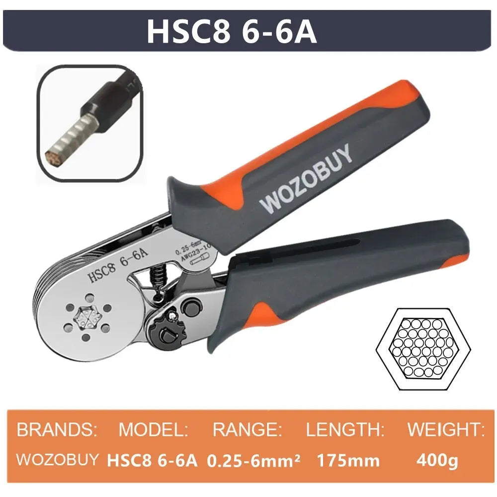 🔧 WOZOBUY Ferrule Crimping Tool Kit – HSC8 6-4 / HSC8 6-6A For 23–10 AWG | 0.25–6mm² Wires | Electricians & DIY Projects