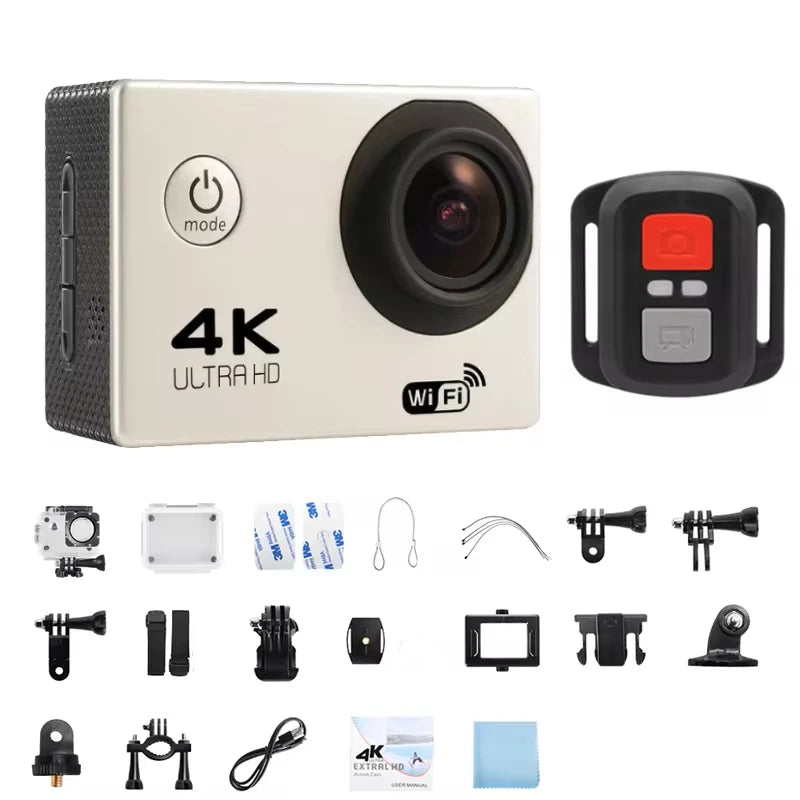 🎥 4K Action Camera — 1080P@30FPS, WiFi, 2.0" Screen, 170° Wide Angle, Waterproof