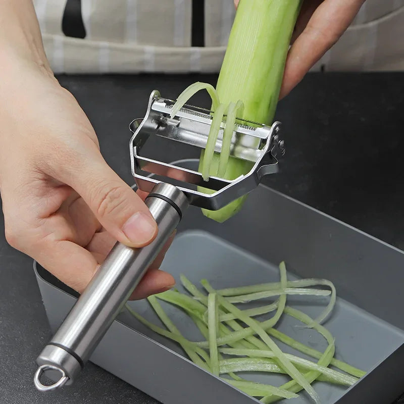 🥕 Multifunctional Stainless Steel Kitchen Peeler – Durable 2-in-1 Vegetable & Fruit Slicer, Julienne Grater for Potato, Carrot & Cucumber