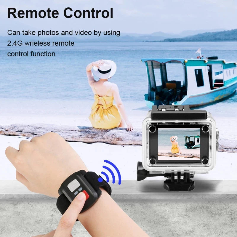 🎥 4K Action Camera — 1080P@30FPS, WiFi, 2.0" Screen, 170° Wide Angle, Waterproof