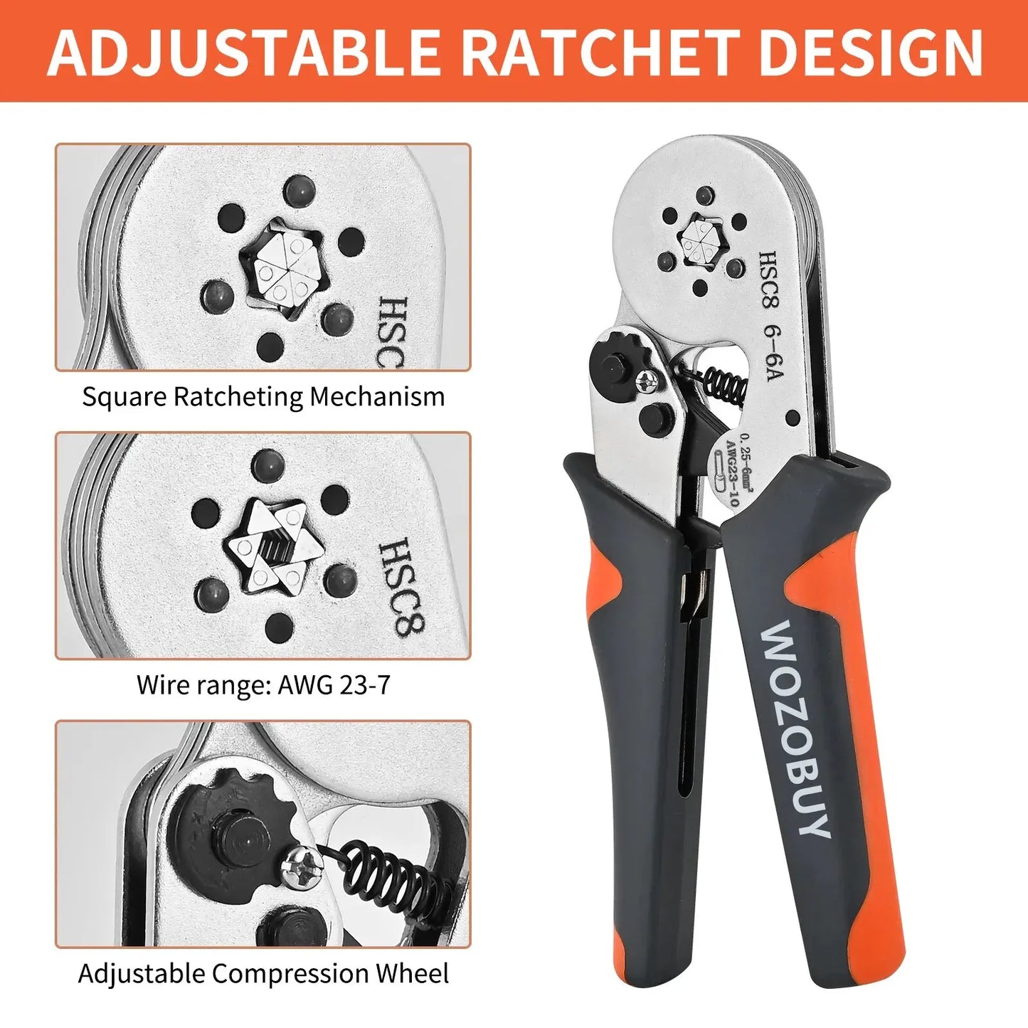 🔧 WOZOBUY Ferrule Crimping Tool Kit – HSC8 6-4 / HSC8 6-6A For 23–10 AWG | 0.25–6mm² Wires | Electricians & DIY Projects