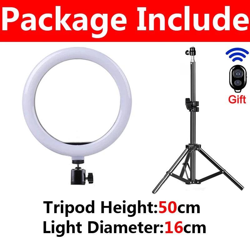 💡📸 LED Selfie Ring Light Kit – USB Remote | Phone Holder | Tripod Stand for YouTube, TikTok, Live Streaming