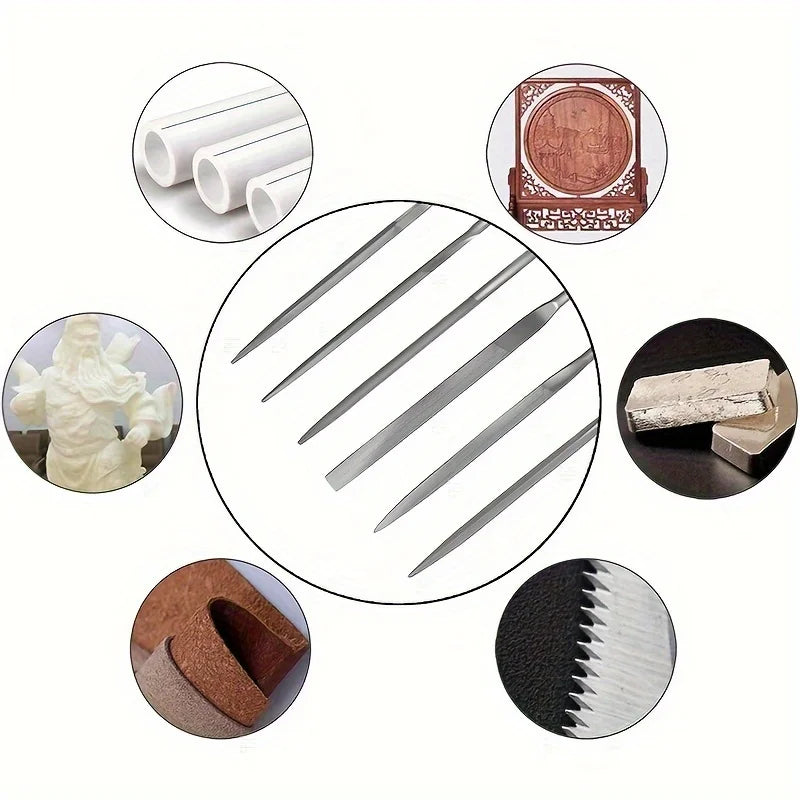 🛠️ Premium Needle File Set High-Carbon Steel Files with Ergonomic Handles for Wood, Plastic, Metal & Model Work