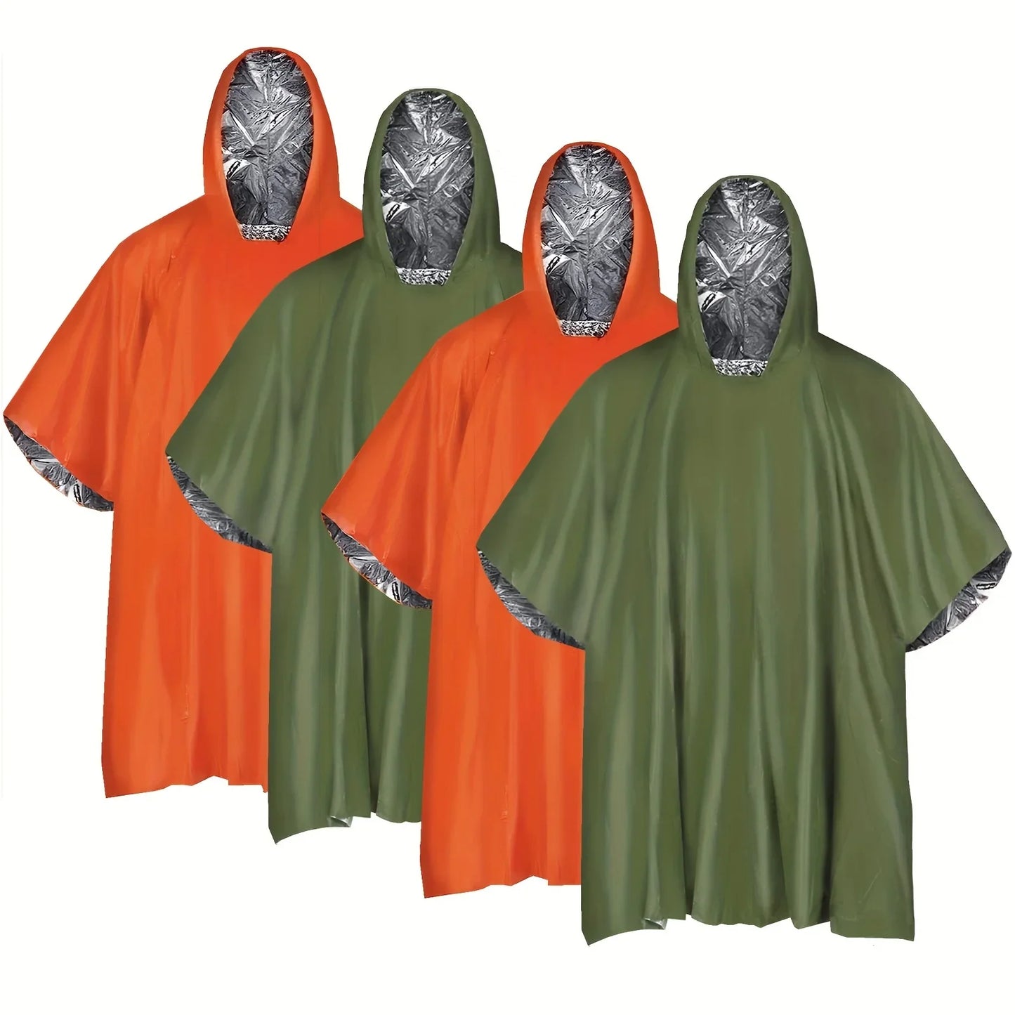 Survival Kit - Thermal Emergency Poncho Set – 4 Reflective, Waterproof Rain Blankets for Survival, Camping, and Emergency Kits