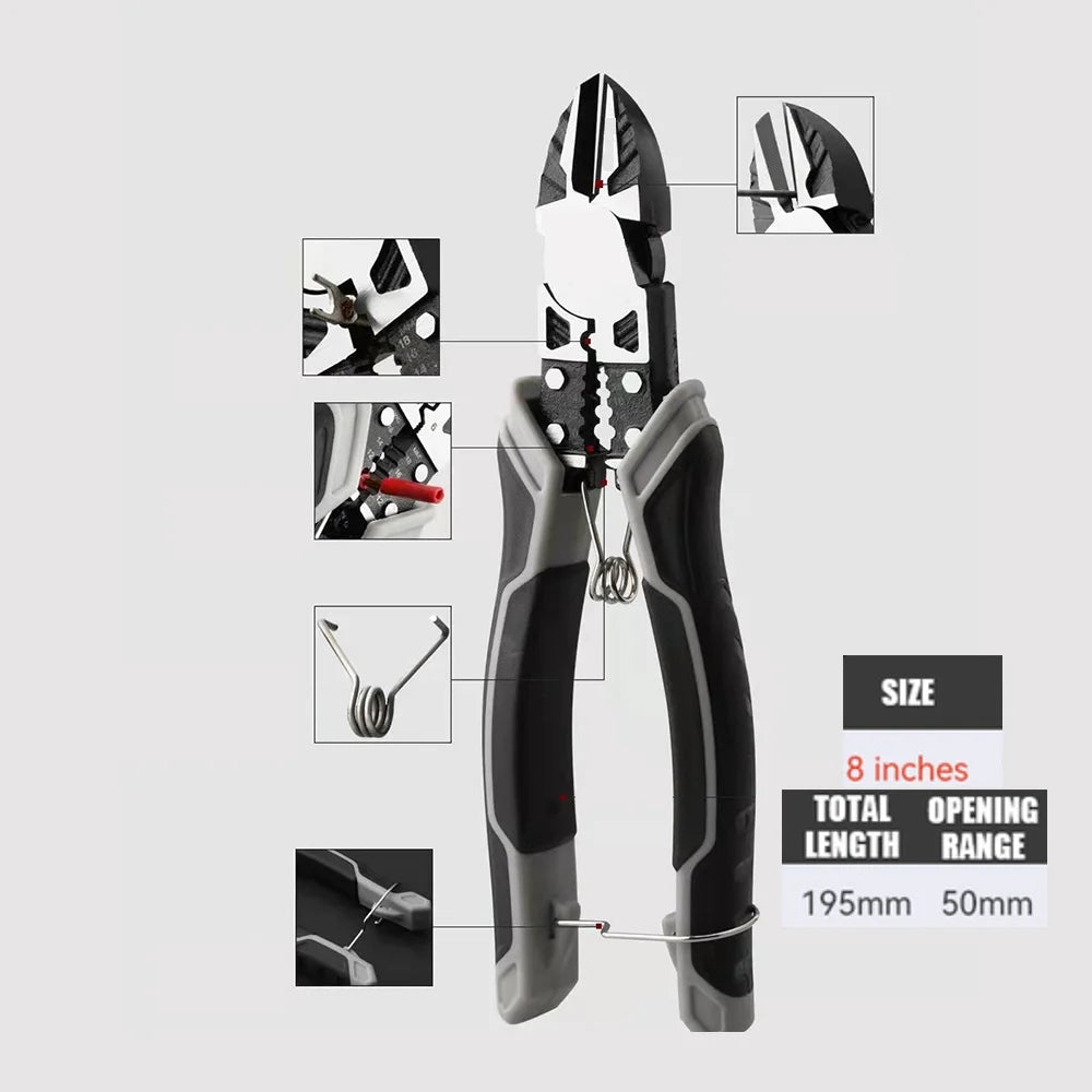 🛠️ Universal Combination Pliers – German Style Multifunctional Tool for Stripping | Crimping | Trimming | Cutting – Heavy-Duty Wire Work