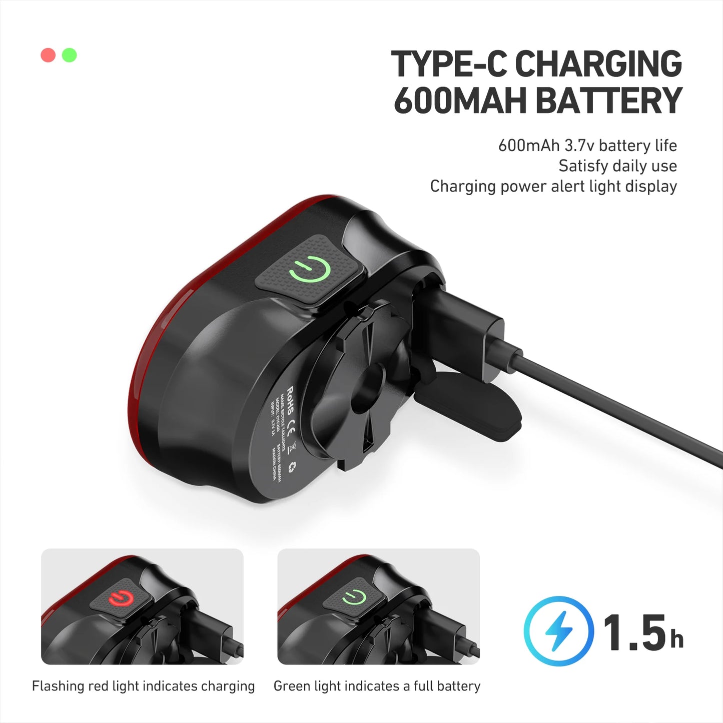 🚴♂️ CYCLAMI CY300T Smart Bicycle Front & Rear Brake Sensing Light – Waterproof MTB & Road Bike Accessory